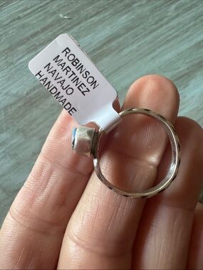 Handmade Navajo Turquoise Silver Ring - golden hills turquoise stone